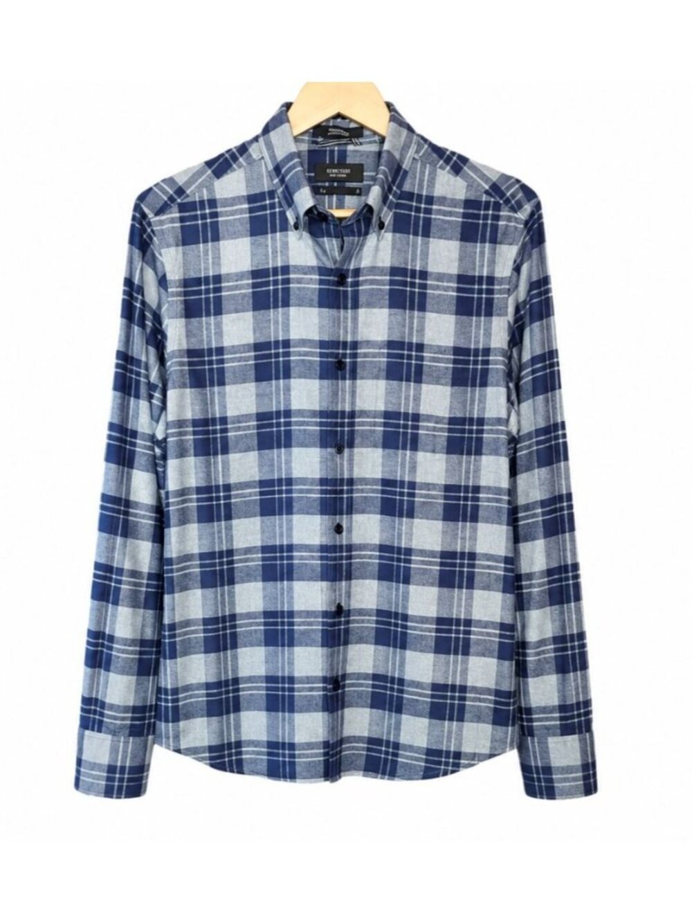 Nordstrom Men’s Shop Slim Fit Plaid Shirt Men’s Medium Blue Gray Button Up - Picture 2 of 4